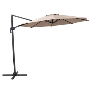 CorLiving Parasol inclinable taupe de 9,5 pi avec mât en aluminium