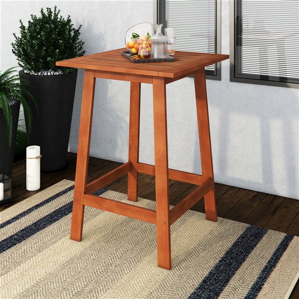 Table carré de style bistro pour l'extérieur Miramar par Corliving, 31 po l x 31 po L, brun