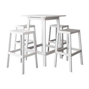 Corliving Miramar 5-piece White Hardwood Frame Bistro Patio Dining Set