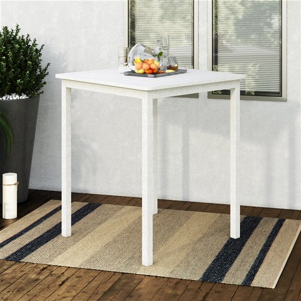 Table d'extérieur carré de style bar Miramar par Corliving avec trou pour parasol, 35 po l x 35 po L