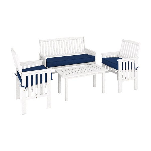Corliving Miramar 4-piece Wood Frame Patio Conversation Set with Cushions Included