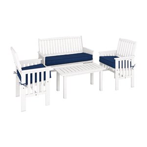 Mobilier de conversation pour l'extérieur Miramar en bois avec coussins par Corliving, lot de 4