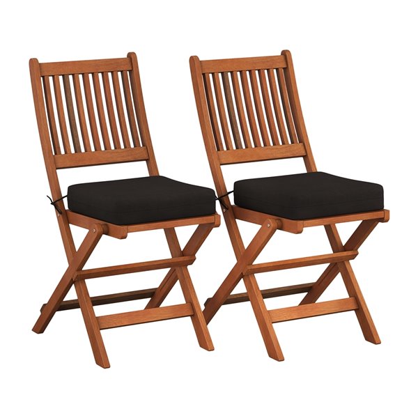 Corliving Miramar 5-piece Brown Hardwood Frame Patio Dining Set with Black Cushions Included