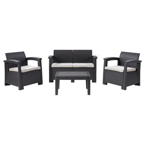 Mobilier de conversation pour l'extérieur Lake Front en plastique avec coussins inclus par Corliving, lot de 4