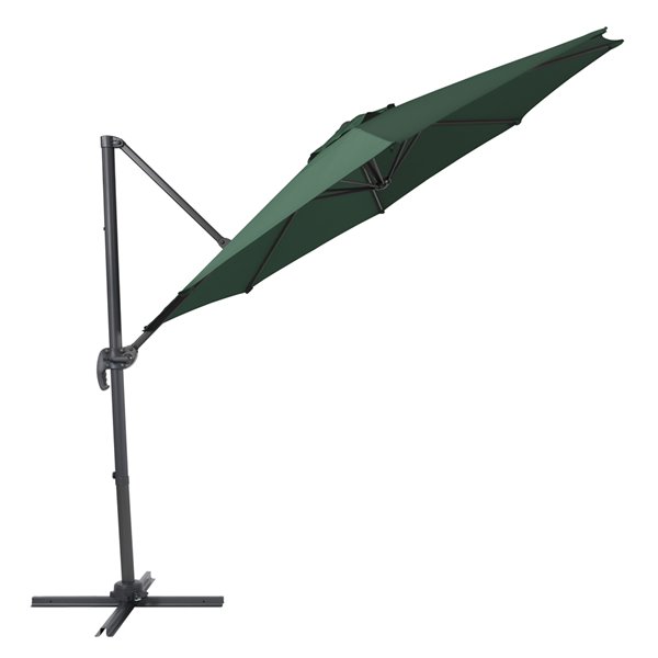 CorLiving Dark Green 9.5Ft Offset Tilting Patio Umbrella with Aluminum Pole