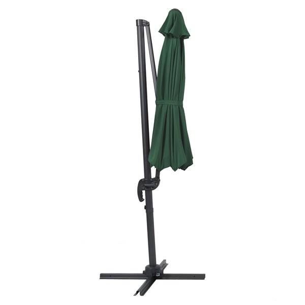 CorLiving Dark Green 9.5Ft Offset Tilting Patio Umbrella with Aluminum Pole