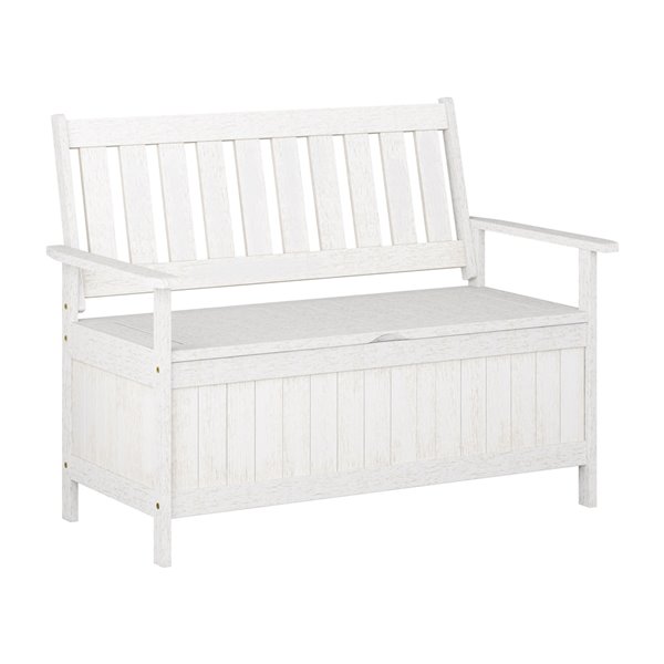 Banc de rangement pour patio Miramar par Corliving, 47 po l. x 36 po H., blanc