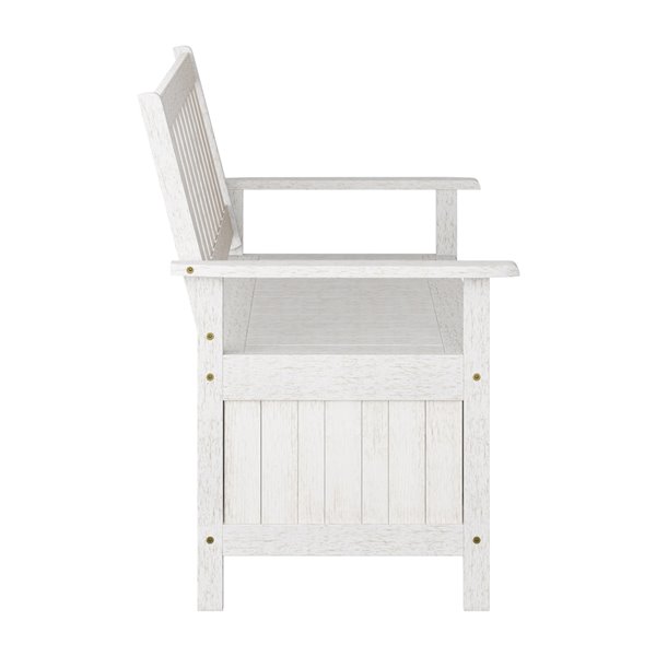 Banc de rangement pour patio Miramar par Corliving, 47 po l. x 36 po H., blanc