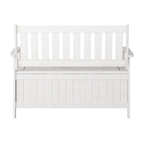 Banc de rangement pour patio Miramar par Corliving, 47 po l. x 36 po H., blanc