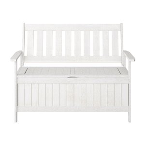 Banc de rangement pour patio Miramar par Corliving, 47 po l. x 36 po H., blanc