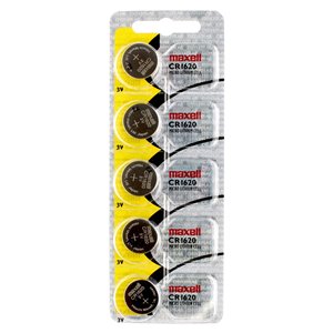 Maxell Lithium CR1620 Coin Batteries - 5-Pack