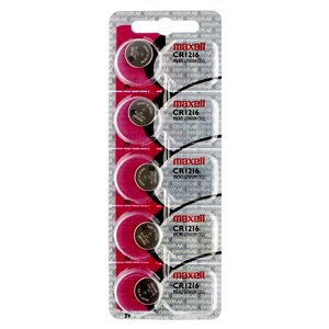 Maxell Lithium CR1216 Coin Batteries - 5-Pack
