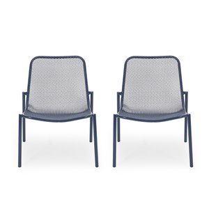 Best Selling Home Décor Bucknell Set Of 2 Matte Navy Blue Metal Stationary Dining Chairs with Solid Seat