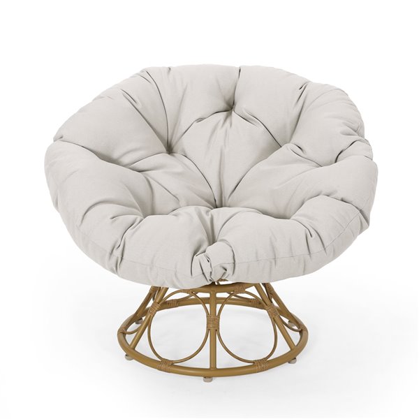 Beige Cushioned Seat 313036, Outdoor Papasan Chair With Cushion And Frame