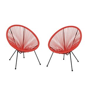Best Selling Home Décor Anson Set Of 2 Orange Rattan Wood Stationary Conversation Chairs with Solid Seat
