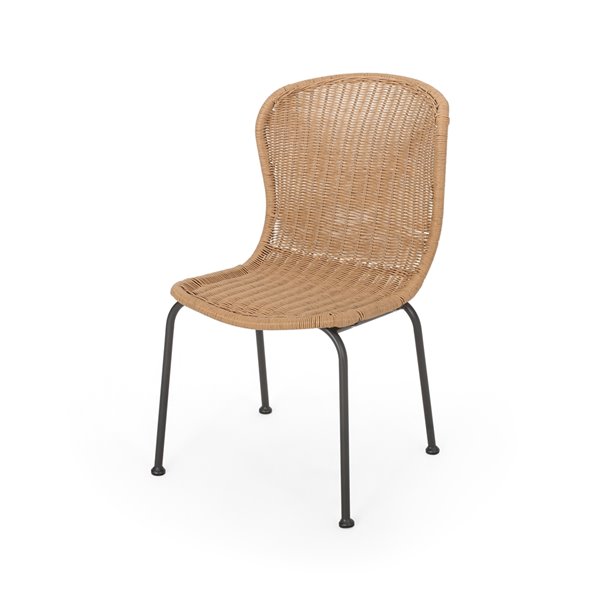 Best Selling Home Decor Spinnaker Set Of 2 Light Brown Rattan Wood Stationary Dining Chairs with Solid Seat