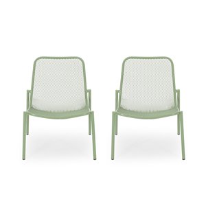 Best Selling Home Décor Bucknell Set Of 2 Matte Green Metal Stationary Dining Chairs with Solid Seat