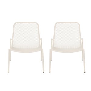 Best Selling Home Décor Bucknell Set Of 2 Matte White Metal Stationary Dining Chairs with Solid Seat