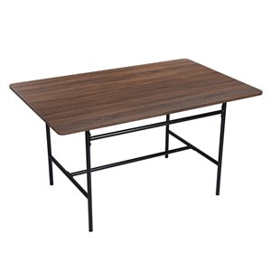 Table de salle à manger rectangulaire fixe Politano standard (30 po) par Homycasa, plateau en composite et base de métal noir