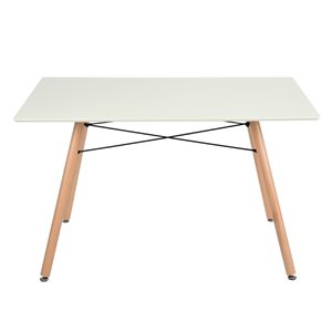 FurnitureR London Rectangular Fixed Standard (30-in H) Table Composite with Oak Wood Base