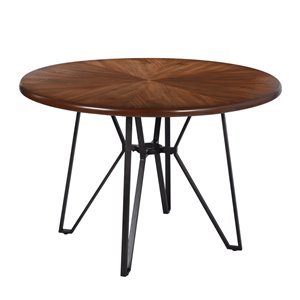 Table de salle à manger ronde fixe Irizo de taille standard (30 po H) par Homycasa, plateau en composite et base de métal noi