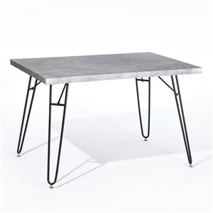 Table de salle à manger rectangulaire fixe Deane standard (30 po H) par FurnitureR, plateau en composite et base de métal noi