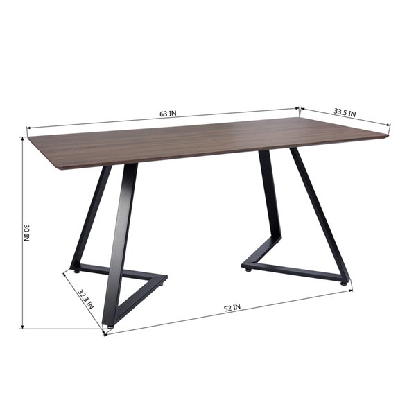 Homy Casa Royal Rectangular Fixed Standard (30-in H) Table Composite with Black Metal Base