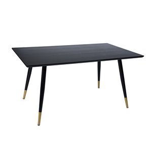Table de salle à manger rectangulaire fixe Drager standard (30 po H) par Homycasa, plateau en composite et base de métal noir
