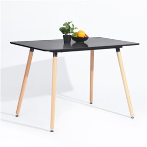 Table de salle à manger rectangulaire Rookie fixe standard (30 po H) par Homycasa, plateau en composite et base en chêne