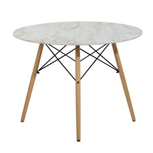 FurnitureR Chad Round Fixed Standard (30-in H) Table Composite with Oak Wood Base