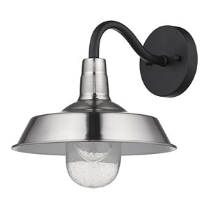 Applique murale d'extérieur Burry en nickel satiné à base moyenne (E-26), câblée, 10,5 po h. par Acclaim Lighting