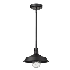 Acclaim Lighting Burry Matte Black Farmhouse Seeded Glass Bowl Incandescent Medium (10-22 Inches) Pendant Light