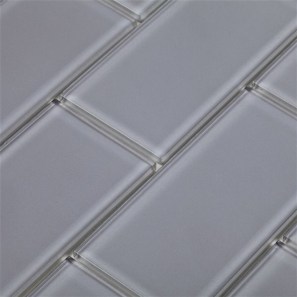 Tuiles autocollantes Brunello 2x plus rapide de 12 po x 12 po en verre par Speedtiles, pqt de 6, gris