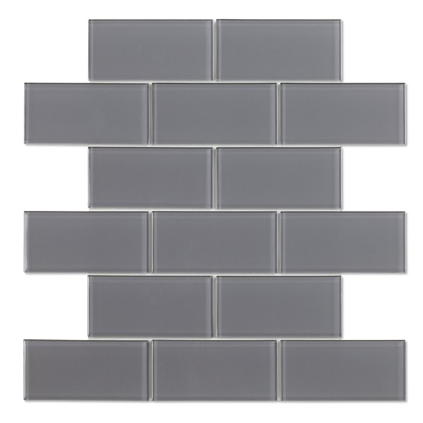 Tuiles autocollantes Brunello 2x plus rapide de 12 po x 12 po en verre par Speedtiles, pqt de 6, gris