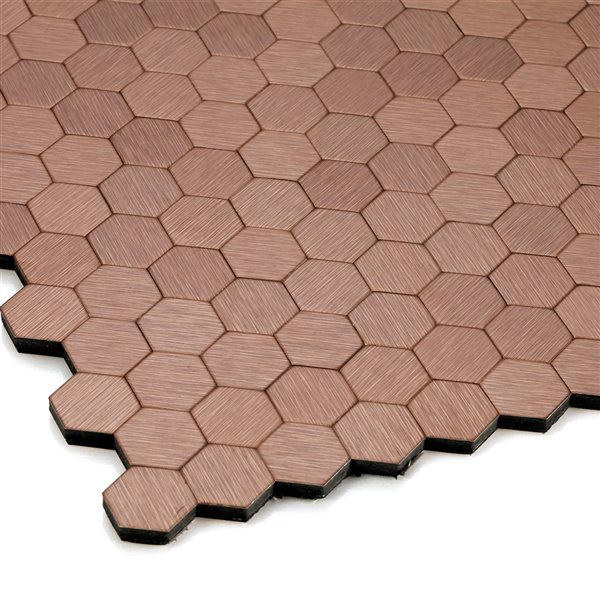 Échantillon de tuile autocollante Hexagonia 3x plus rapide de 4 po x 4 po en aluminium par Speedtiles, cuivre foncé