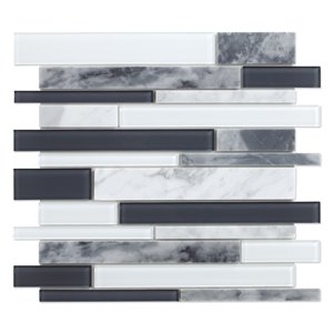 Speedtiles Ice 2x Faster 6-Pack White and Grey 10-in x 12-in Glossy Stone and Glass Marble