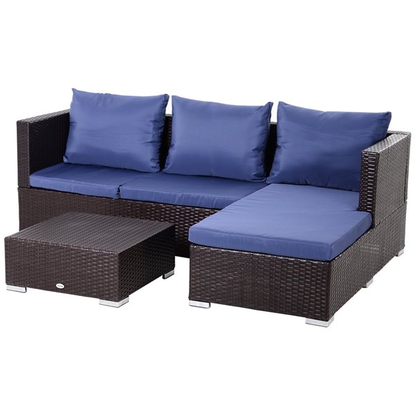 Outsunny 3 Piece Metal Frame Patio Conversation Set With Cushion S Included 860 091cf Rona - Metal Frame Patio Conversation Set With Cushions
