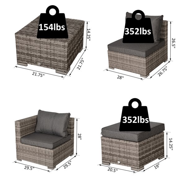 Outsunny 7-Piece Metal Frame Patio Conversation Sofa Set With Cushion(s) Included