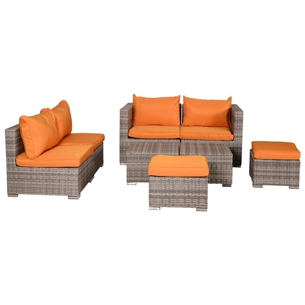 Outsunny 7-Piece Metal Frame Patio Conversation Sofa Set With Cushion(s) Included