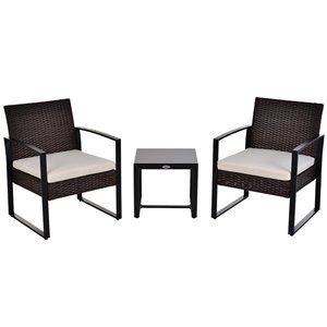 Outsunny 3-Piece Metal Frame and Wicker Patio Conversation Set With Cushion(s) Included