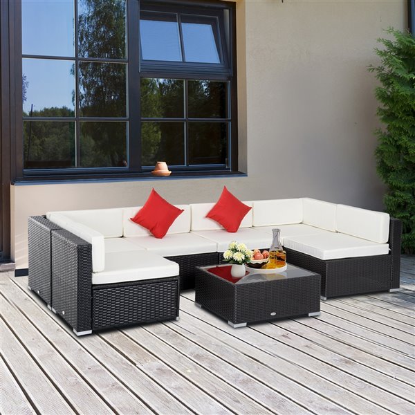 Outsunny 7-Piece Wicker Patio Conversation Set With Cushion(s) Included