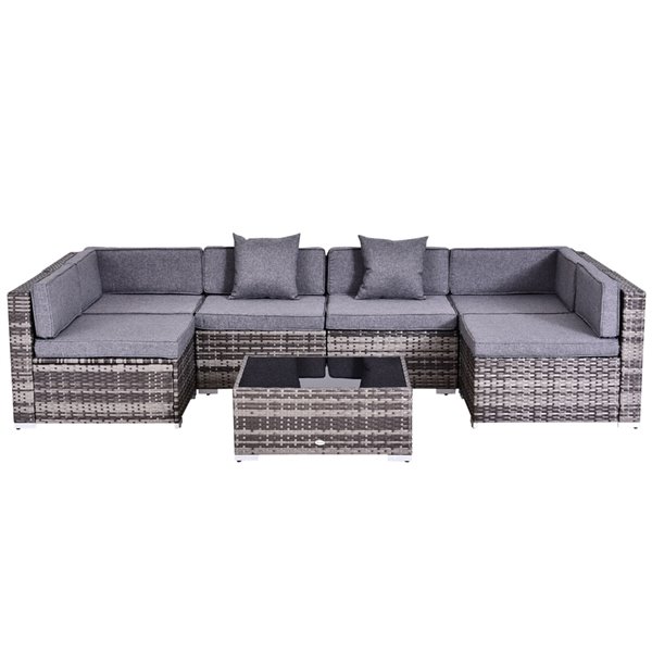 Outsunny 7-Piece Metal Frame Grey Patio Conversation Set With Cushion(s) Included