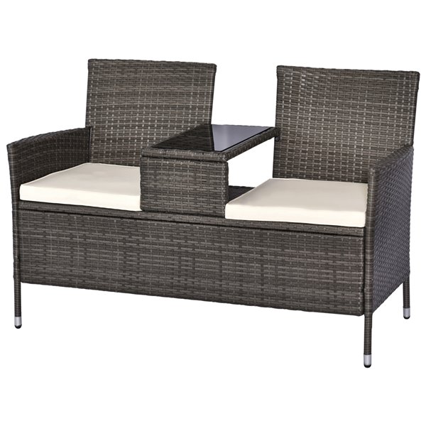 Image of Outsunny | Double Chair Wicker Outdoor Loveseat With Grey Wicker Frame - Cushions Included | Rona