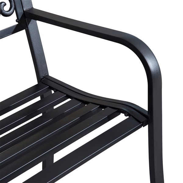 Outsunny 50-in W x 34.3-in H Black Blossoming Pattern Garden Decorative Bench