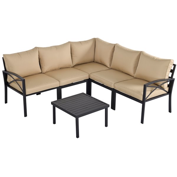 Outsunny Garden Sofa 6 Piece Metal, Metal Outdoor Sectional Furniture