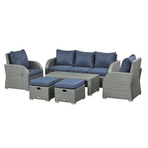 Outsunny 6-Piece Wicker and Metal Frame Patio Conversation Sofa Set With Cushion(s) Included