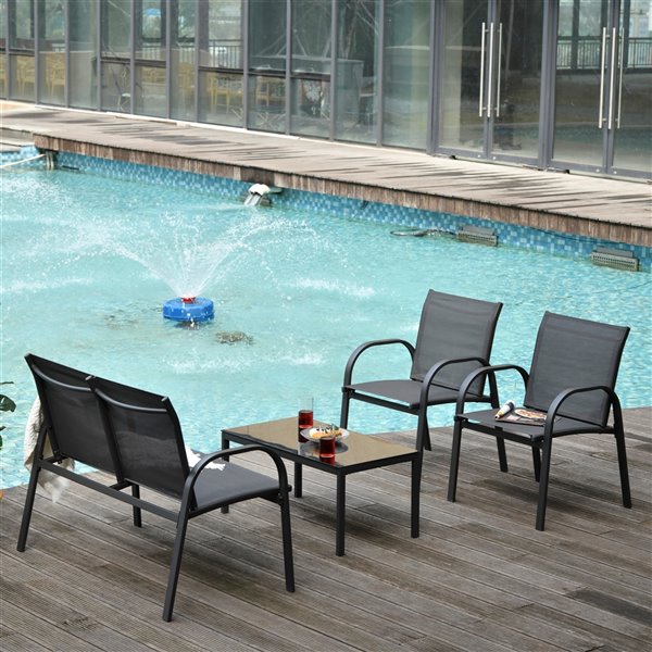 Outsunny 4-Piece Metal Frame Patio Furniture Set