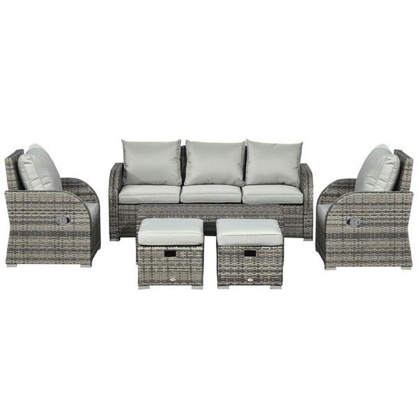 Outsunny 6-Piece Metal Frame Patio Conversation Sofa Set With Cushion(s ...