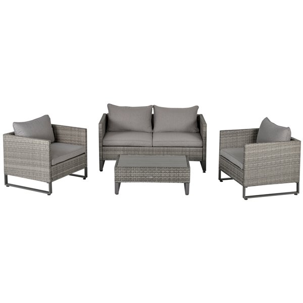 outsunny 4pc rattan sofa set