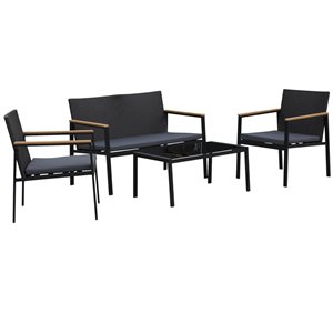 Outsunny 4-Piece Metal Patio Conversation Sofa Set With Cushion(s) Included